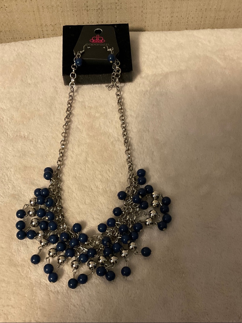 paparazzi Navy and Silver Cluster Beaded Necklace